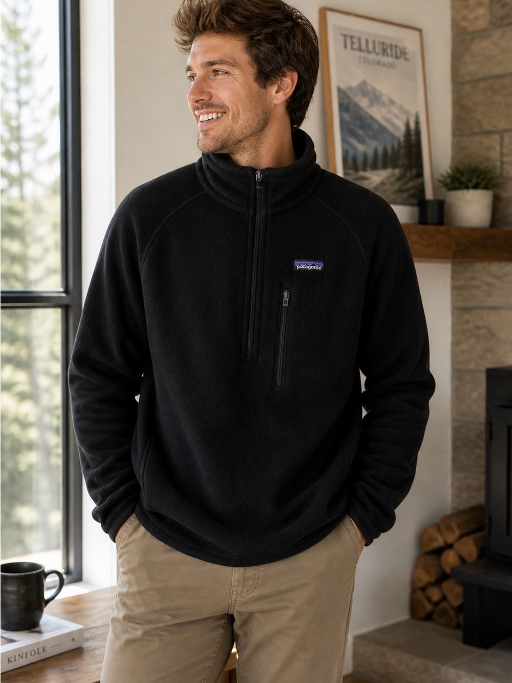 Patagonia Better Sweater Black 1/4 Zip Fleece Jacket Mens Large